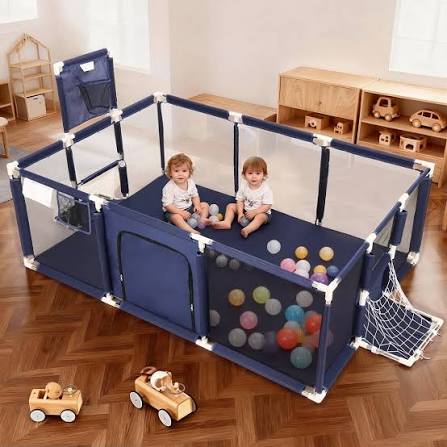 Extra Large Baby Playpen with Basketball Hoop & Soccer Goal