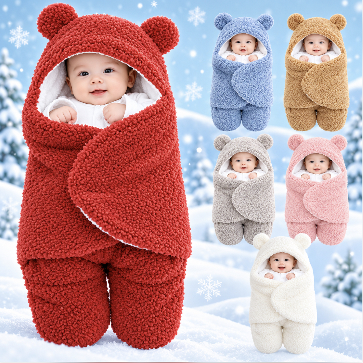 Baby Winter Sleeping Bag – বেবি উইন্টার স্লিপিং ব্যাগ ও হুডেড র‍্যাপার